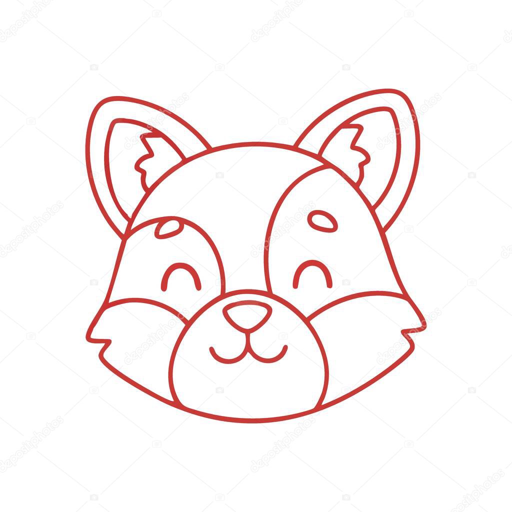 Cute Red Fox Head Illustration. Delightful graphic of a charming forest animal. This joyful drawing embodies tranquility and innocent cheerfulness.