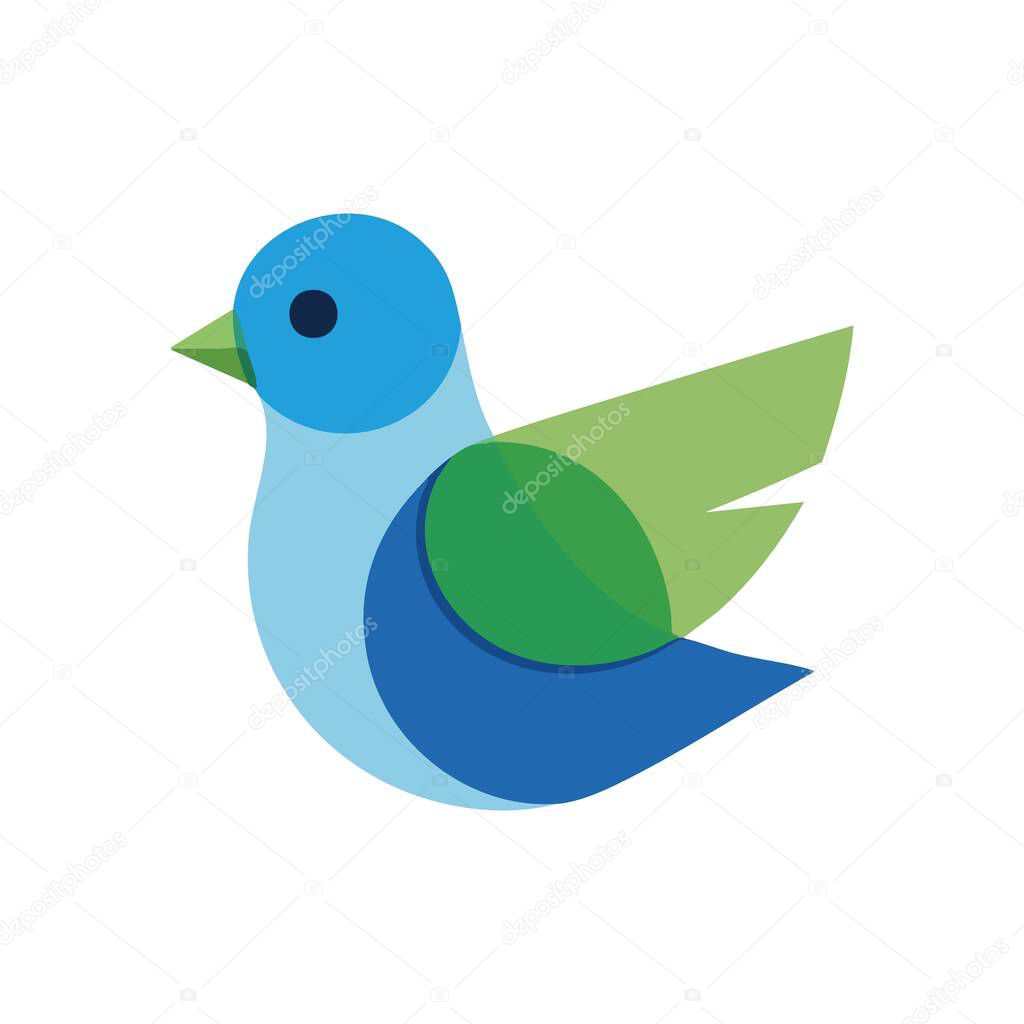 Stylized Blue Green Bird Logo Design. Vibrant avian emblem featuring overlapping cerulean and verdant hues. This modern graphic symbolizes nature, freedom, and digital connection, ideal for brands.