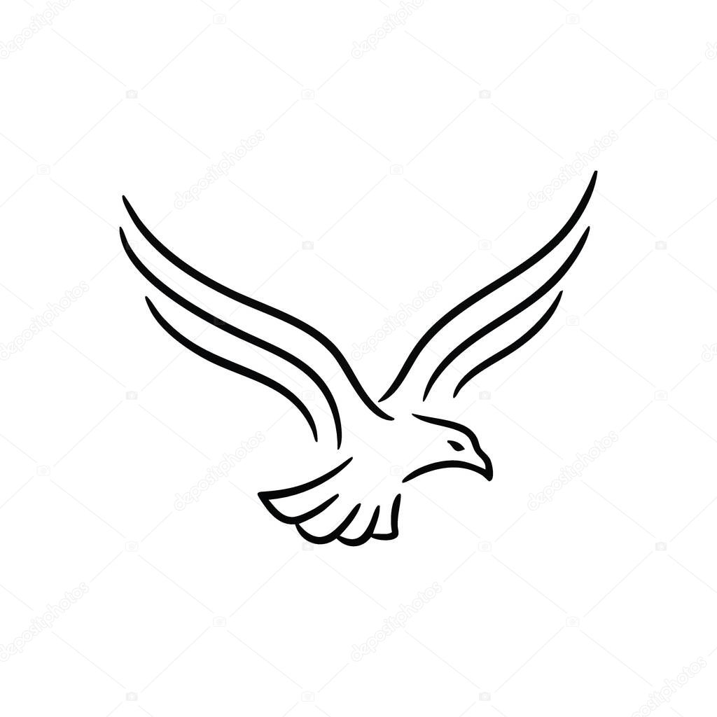 Elegant Eagle Soaring Outline. Sleek and powerful avian graphic, representing freedom, leadership, and vision. This graceful contour artwork is perfect for branding.