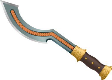 Otantik bir khopesh kılıcı. Kavisli bir bıçak ve ahşap sapı var. Eğitim materyalleri, müze görselleri ya da fantezi çizimleri için harika