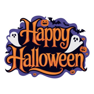 Mutlu Cadılar Bayramı tipografi vektör sanatı ve illüstrasyonları.