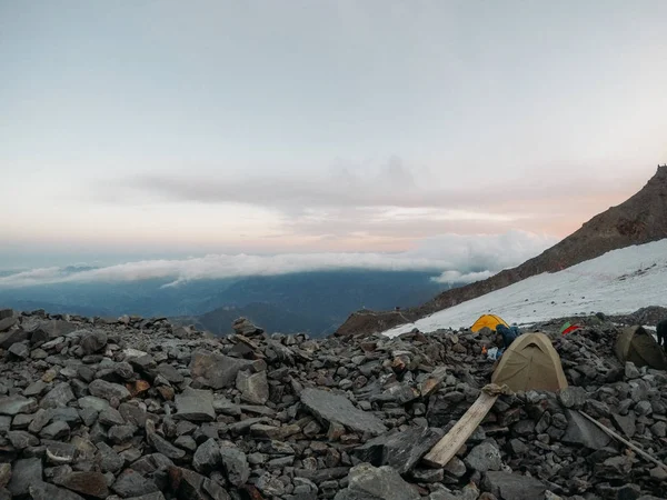 Tenda Turistica Sulla Grande Montagna Valey Vicino Monte Bianco Francia — Foto Stock