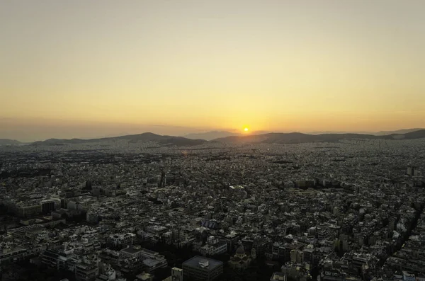 Piękny Zachód Słońca Atenach — Zdjęcie stockowe