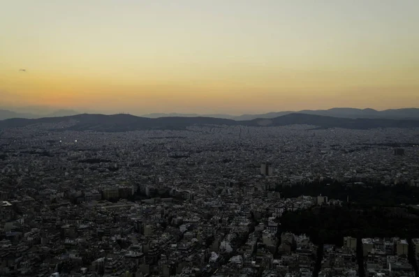 Piękny Zachód Słońca Atenach — Zdjęcie stockowe