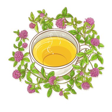 yonca çay resimde beyaz arka plan üzerinde fincan