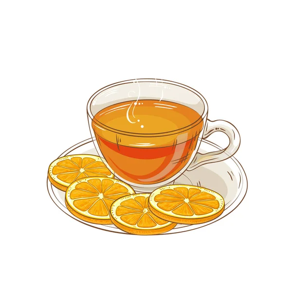 Чашка Апельсинового Чая Иллюстрация Белом Фоне — стоковый вектор