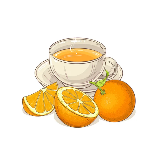Tasse Thé Orange Illustration Sur Fond Blanc — Image vectorielle