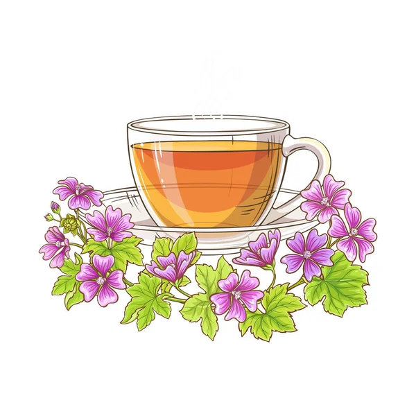 Taza Malva Ilustración Sobre Fondo Blanco — Vector de stock