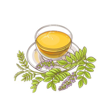 Meyan kökü çayı resimde beyaz arka plan üzerinde fincan