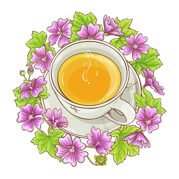 Cup Malva Tea Illustration White Background — Stock Vector
