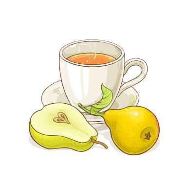 Kupa armut çay şekil üzerinde beyaz backgrond