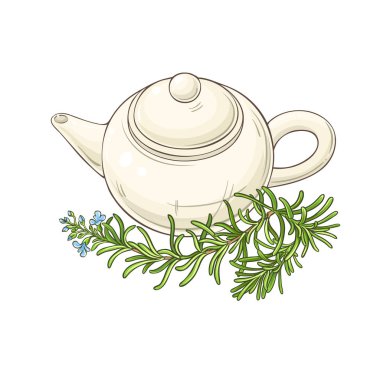 Biberiye çay çaydanlık çizimde uyumak arka plan üzerinde