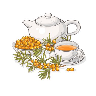 Deniz cehri çay vektör çizim beyaz arka plan üzerinde