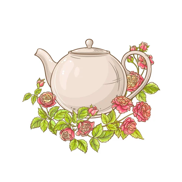 Rose Tea Vektor Illustration Auf Weißem Hintergrund — Stockvektor