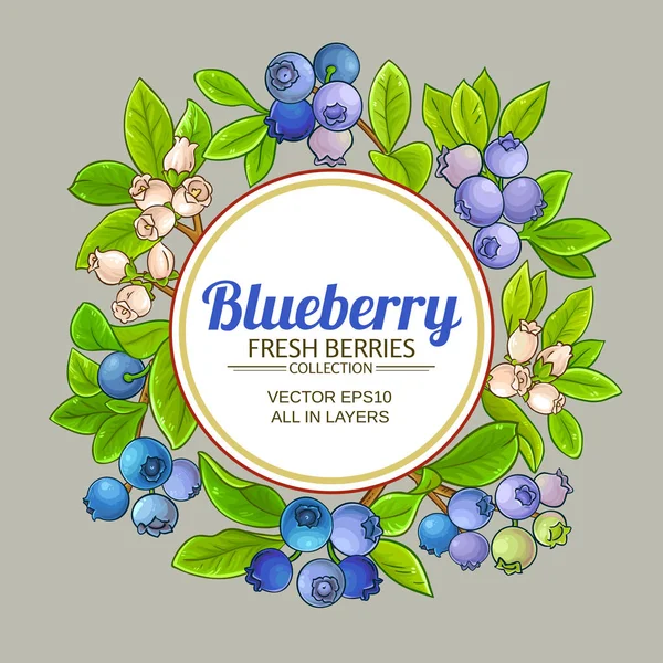 Blueberry Vector Frame Color Background — Stock Vector