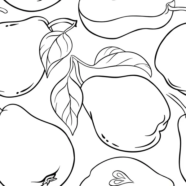 白い背景の上の梨ベクトル パターン — ストックベクタ