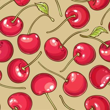 kiraz çilek deseni renk arka plan üzerinde vektör
