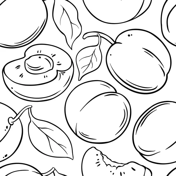 Abricot Motif Vecteur Fruits Sur Fond Blanc — Image vectorielle
