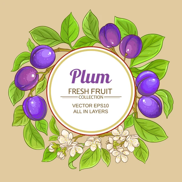 Plum Vector Frame Kleur Achtergrond — Stockvector