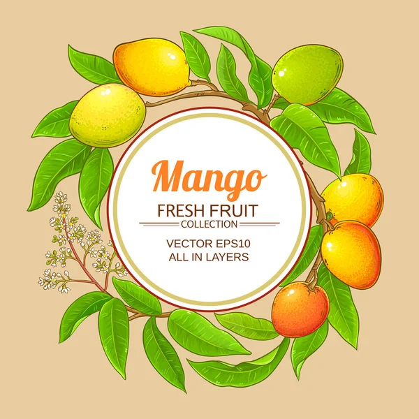 Mango Vektör Çerçeve Renk Arka Plan Üzerinde — Stok Vektör
