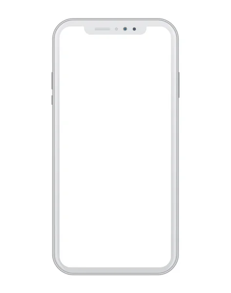 Beyaz arka plan üzerinde modern beyaz akıllı telefon. Gerçekçi vektör çizim, grafik ve web tasarımı için