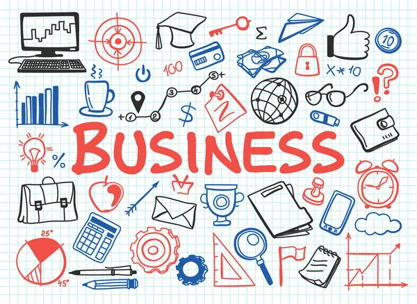 Elle çizilmiş tasarım vektör çizim, grafik ve web tasarım için karalamalar tarzında iş simgeler kümesi