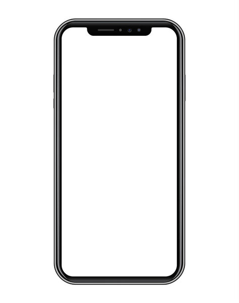 Modern black smart phone on white background. Realistic vector illustration, for graphic and web design