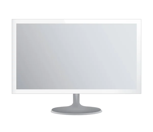 White Computer Monitor White Background Realistic Vector Illustration Graphic Web — Stock Vector