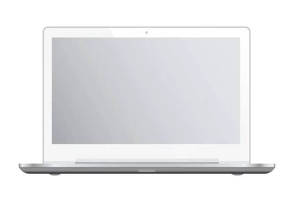 Witte Laptop Witte Achtergrond Realistische Vectorillustratie Voor Grafisch Web Ontwerp — Stockvector