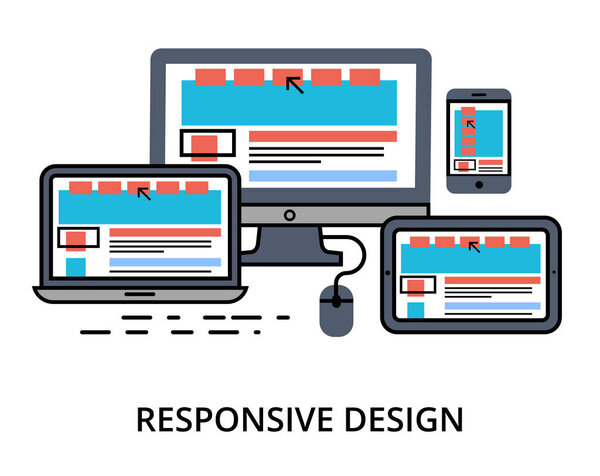 Modern editable flat line vector of responsive design, for web and graphic design