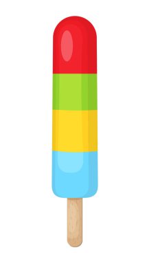 Beyaz arka plan, düz vektör çizim rengi dondurma