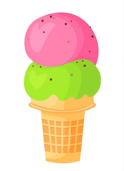 Ice Cream Szín Fehér Alapon Lapos Vektoros Illusztráció — Stock Vector