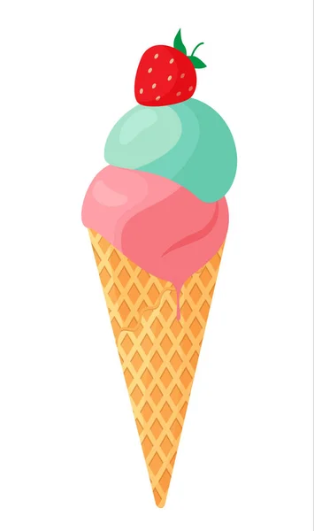 Παγωτό Φρούτα Άσπρο Φόντο Επίπεδη Διανυσματικά Εικονογράφηση — Διανυσματικό Αρχείο