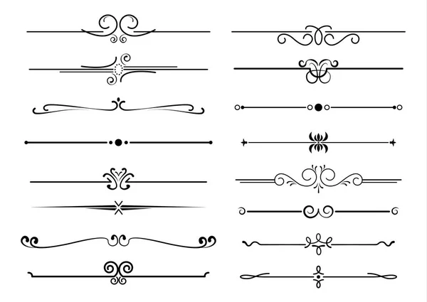 Set Ornamental Filigree Flourishes Thin Dividers Classical Vintage Elements Vector — Stock Vector