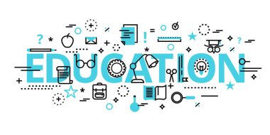 Modern düz ince çizgi tasarım vektör çizim, grafik ve web tasarımı için eğitim kavramı