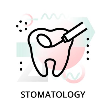 Çağdaş düz düzenlenebilir çizgi tasarım vektör çizim, grafik ve web tasarımı için arka plan simgesine stomatology kavramı