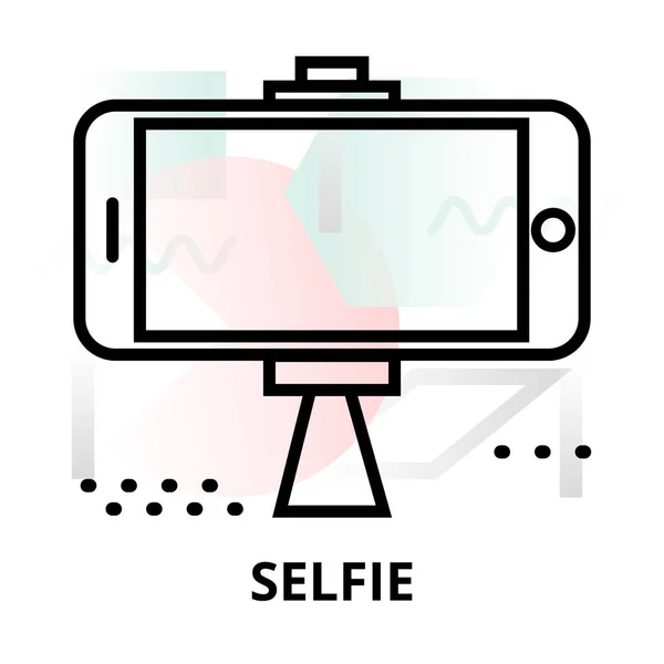 Illustration Vectorielle Conception Ligne Éditable Plate Moderne Icône Selfie Sur — Image vectorielle