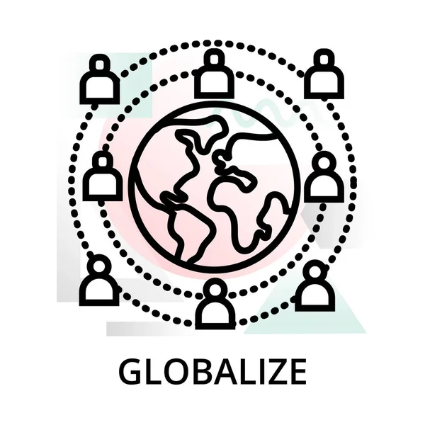 Globalisasi Ikon Pada Latar Belakang Abstrak Dari Startup Set Gambar - Stok Vektor
