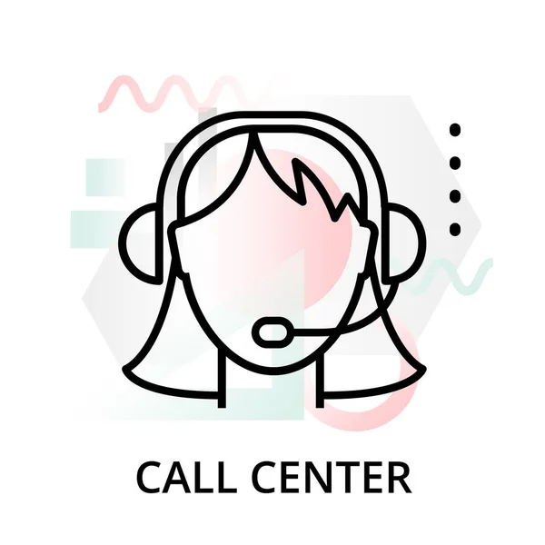 Ilustração Vetorial Linha Editável Moderna Ícone Call Center Fundo Abstrato — Vetor de Stock