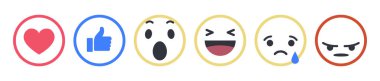 Düz ifadeler ve emojis web tasarımı için kümesi. İzole. Vektör çizim