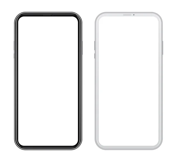 White and black smart phones in front side — Stock Vector