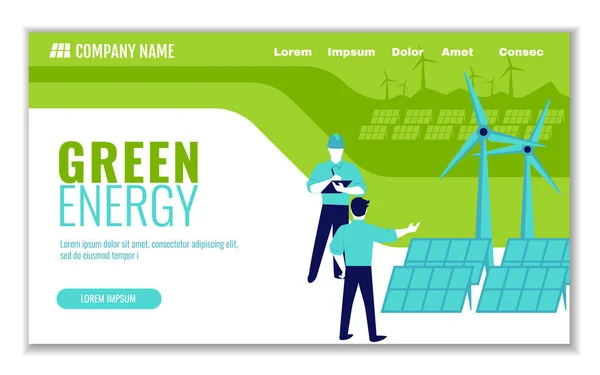 녹색 에너지와 생태를 절약의 웹사이트 템플릿 — 스톡 벡터
