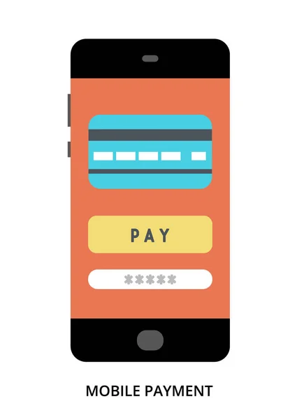 Concept de paiement mobile sur smartphone noir avec différents utilisateurs i — Image vectorielle