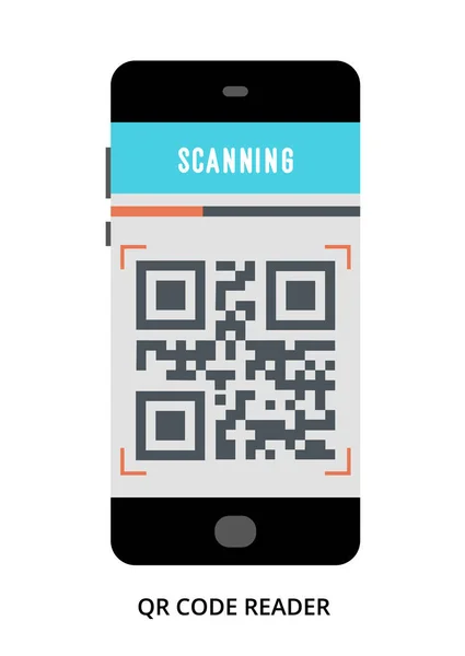 Concetto QR Code Reader su smartphone nero con diversi utenti i — Vettoriale Stock