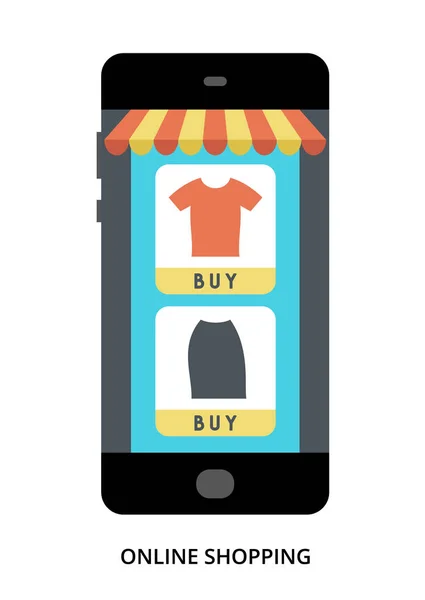 Conceito de compras on-line no smartphone preto com usuário diferente —  Vetores de Stock