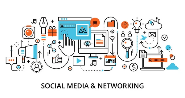 Concept de médias sociaux et de réseaux sociaux — Image vectorielle