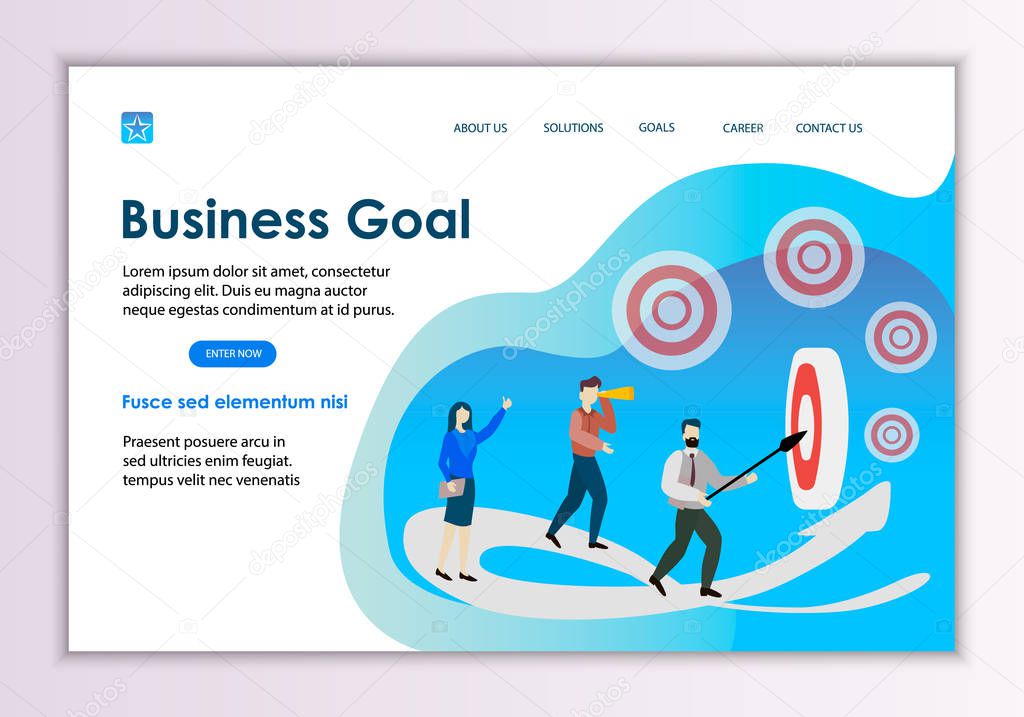Creative website template of business goal concept