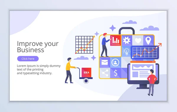비즈니스 컨셉을 개선하는 크리에이티브 웹사이트 템플릿 — 스톡 벡터