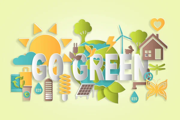 Concept écologique avec Go Green words — Image vectorielle