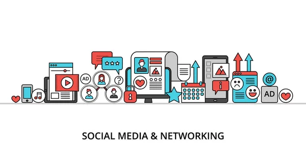 Έννοια της κοινωνικής media και κοινωνικής δικτύωσης — Διανυσματικό Αρχείο